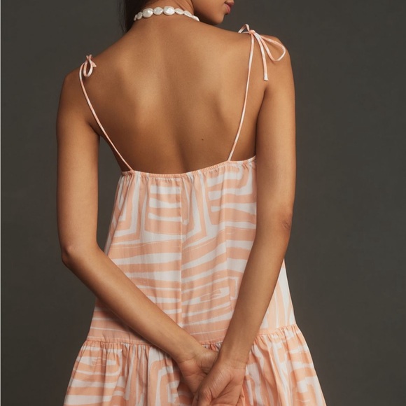 Anthropologie Maeve Peach and White Mini Dress - Picture 2 of 5